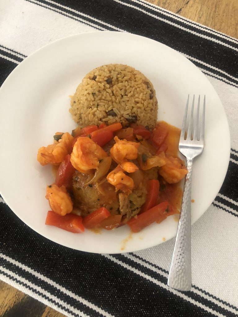 Mofongo & Shrimp on a plate